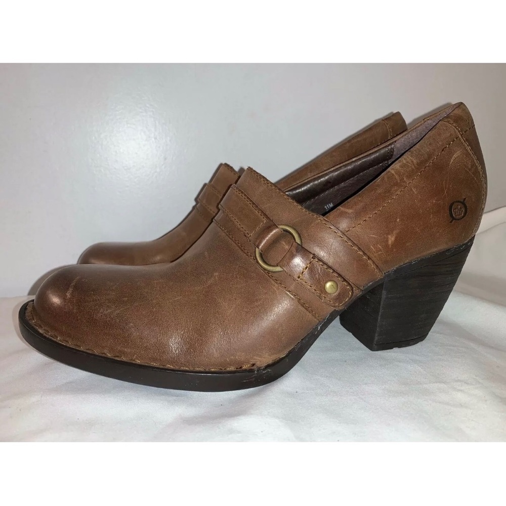 BORN Leather Clog Block Heel Faulkner Size 11